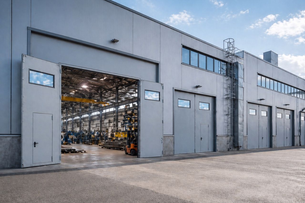 Промышленные ворота с остеклением