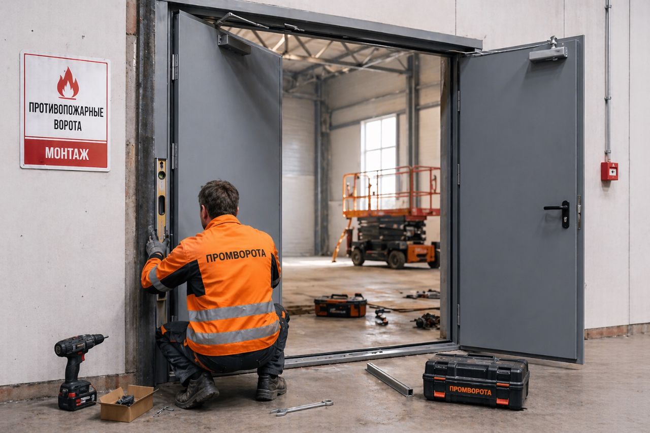 Монтаж ворот на объекте энергетической инфраструктуры