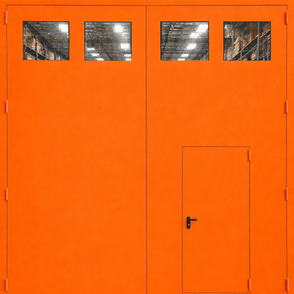 Ворота противопожарные 4 метра с остеклением