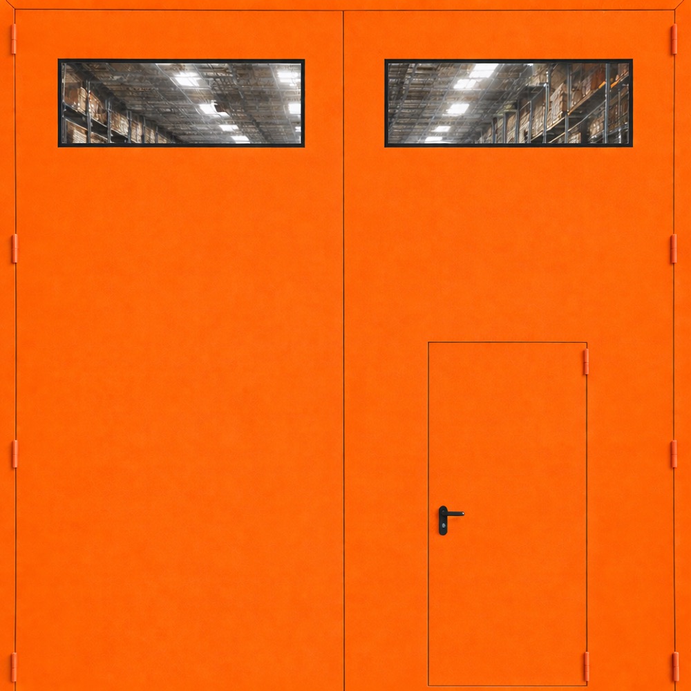 Ворота 4 метра остекленные с утеплением